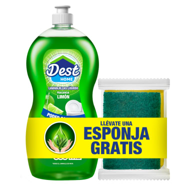 Lavavajillas Dest líquido fragancia limón 500 ml + esponja 