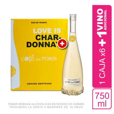Caja Cote Des Roses Chardonnay X6 UND + 01 Botella 750ml