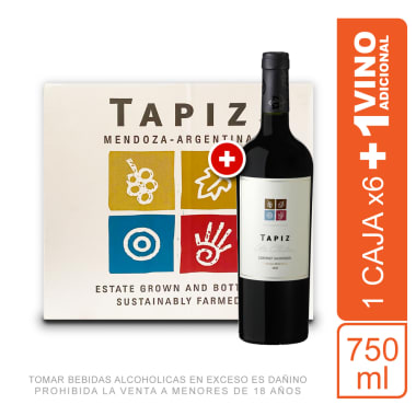 Caja Tapiz Vinos Tapiz Classic Cabernet Sauvignon 750Ml X6 UND + 01 Botella 750ml