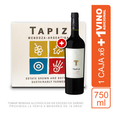 Caja Vinos Tapiz Classic Syrah 750ml x 7 unidades