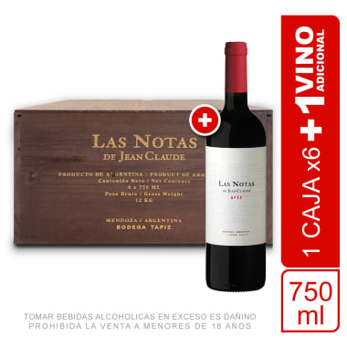 Caja Tapiz Las Notas de Jean Claude Merlot 2018 X6 UND + 01 Botella 750ml