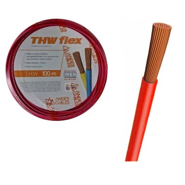 ANDES CABLE FLEXIBLE #8 ROJO THW AWG 100MT