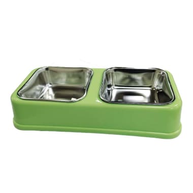 PLATO P/PERRO VERDE PEQUENO X2 CUADRADO BASICO