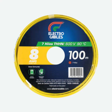 ELECTROCABLE CABLEADO #8 (7H) AMARILLO 600V 90C