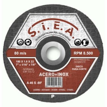 SIEA DISCO C/METAL 7"X1/16 PLANO (25UXCJ)