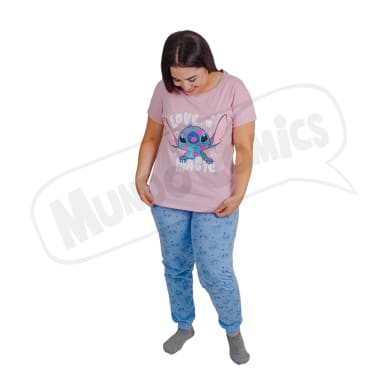 PIJAMA   MUJER LILO & STICH ROSADO