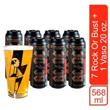 Pack 07 Cervezas ACDC Pale Lager 568ml + 01 Vaso