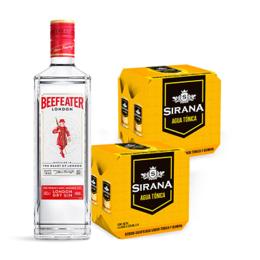 Pack Beefeater 700 ml + agua tónica Sirana 220 ml 4pack