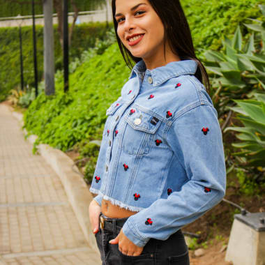 CASACA CROP DENIM MUJER MINNIE MOUSE