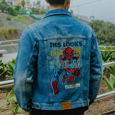 CASACA DENIM HOMBRE SPIDERMAN AZUL