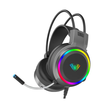 Audifono Aula S608 RGB Stereo Sound Black 3.5mm + USB 