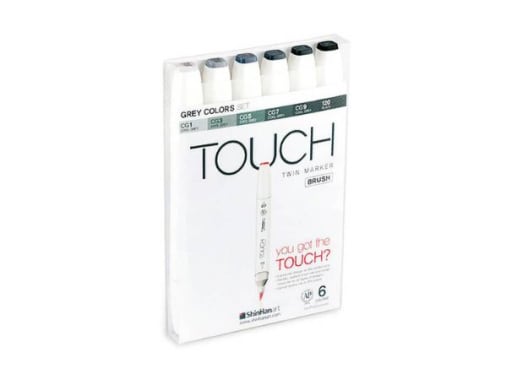 SET SHINHANART 6 TOUCH BRUSHMARKER T.GRISES