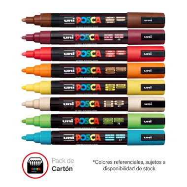 PLUMON POSCA PC-5M ESTX8 COLORES CALIDOS
