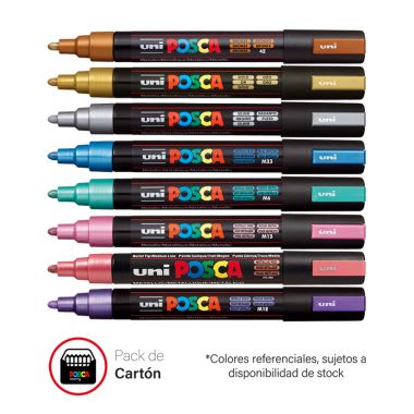 PLUMON POSCA PC-5M ESTX8 COLORES METALICOS