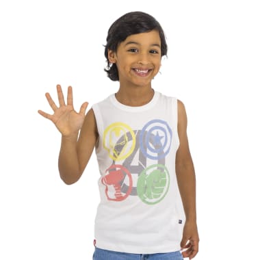 POLO MANGA CERO NIÑO AVENGERS MARFIL