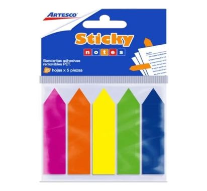 BANDERITAS AUTOAD FLECHAS PET 5 COL X 25HJ