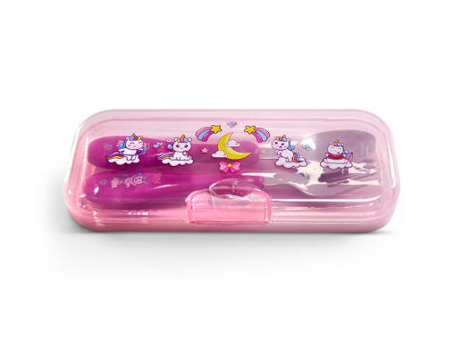 CUBIERTOS METALICOS 2PCS UNICORNIO