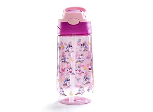 BOTELLA CON BOTON 500ML UNICORNIO