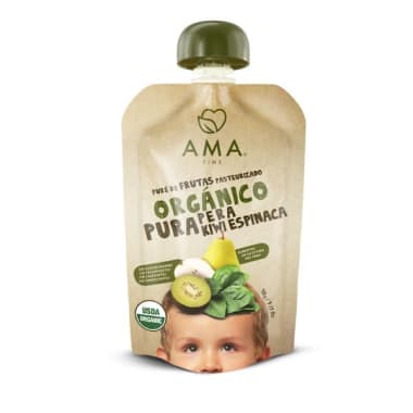 Pure Pera kiwi espinacas organico 90 gramos Marca Ama