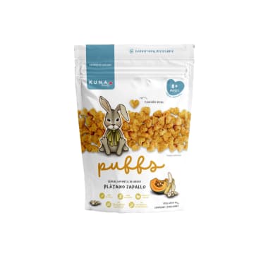 Puffs sabor platano zapallo 50 gr Marca Kuna Foods