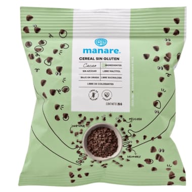 Cereal sin gluten con cacao 25 gramos Marca Manare