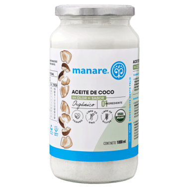Aceite de coco organico sin olor sin sabor 1 litro Marca Manare