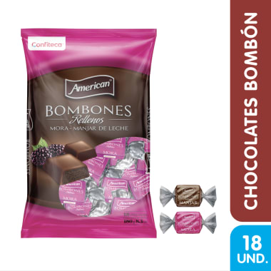 AMERICAN BOMBONES RELLENOS SURT MORA-MANJAR 20X20 RV1