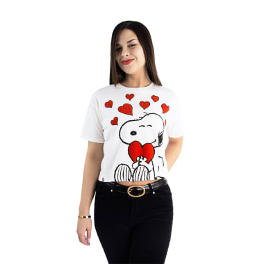 POLO CROP MC SNOOPY MUJER MARFIL