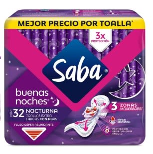 Toalla sanitaria Saba Buenas Noches 12 piezas