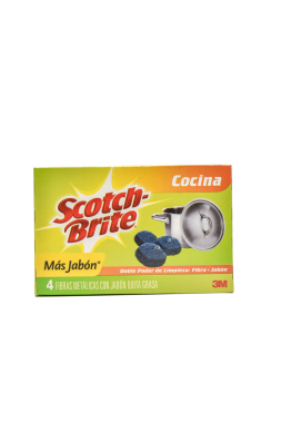 Fibra Metalica Scotch Brite Con Jabon C/4Pzas