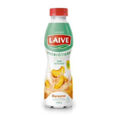 Yogurt probiótico Laive durazno botella 340g