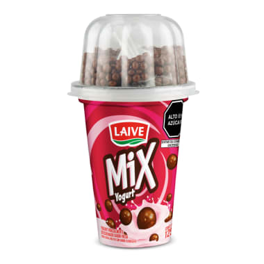 Yogurt Laive mix sabor fresa c/cereal bolitas con sabor chocolate vaso 125g