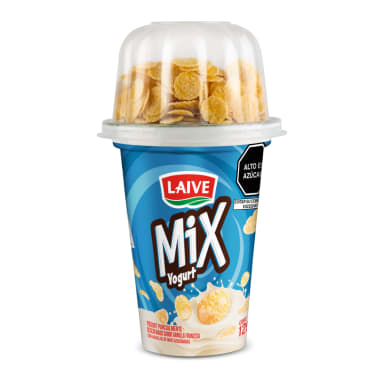 Yogurt Laive mix sabor vainilla c/hojuelas de maiz azucaradas vaso 125g