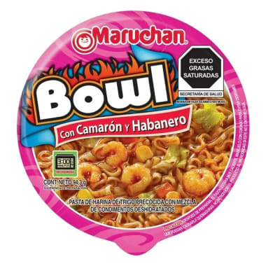 Sopa Inst. Maruchan Bowl Sabor Camaron Con Habanero 94.3 Grs