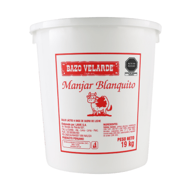 Manjar blanquito Bazo Velarde balde 19kg