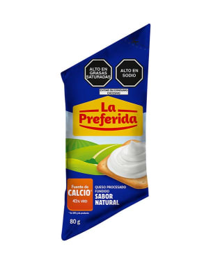 Crema de queso La Preferida sabor natural sachet 80g