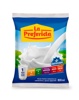 Mezcla láctea uht La Preferida bolsa 800ml