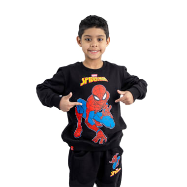POLERA BASICA NIÑO NEGRO SPIDERMAN