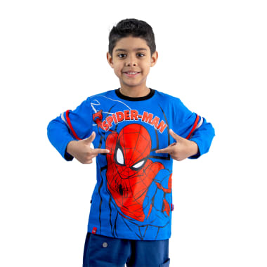 POLO MODA MANGA LARGA SPIDERMAN NIÑO AZUL