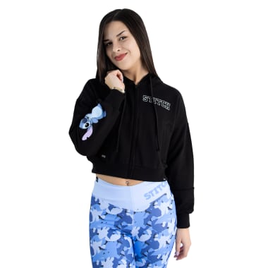 POLERA CROP NEGRO LILO Y STITCH DAMA