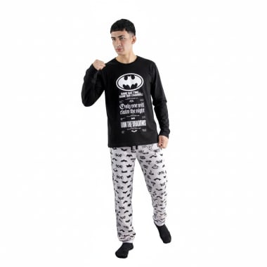 PIJAMA POLO ML Y PANTALON BATMAN HOMBRE NEGRO