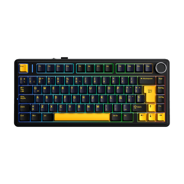 Teclado Aula F75 RGB Inalambrico Español BLACK/YELLOW - REAPER SWITCH