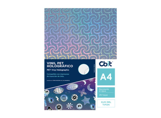 PAQ. 20H. VINIL ADHESIVO PET HOLOGRAFICO A4 OJO DEL TIFON