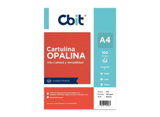 PAQ. 100H 180GSM OPALINA HILO CBIT A4 BLANCO