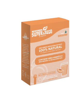 Super jugo bebida instantanea sabor durazno 135 gramos Marca Supersnack
