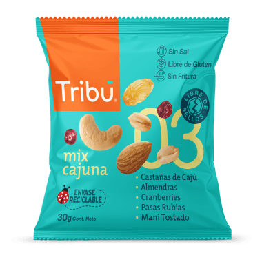 Caja mix cajuna 128 unidades de 30 gramos Marca Tribu
