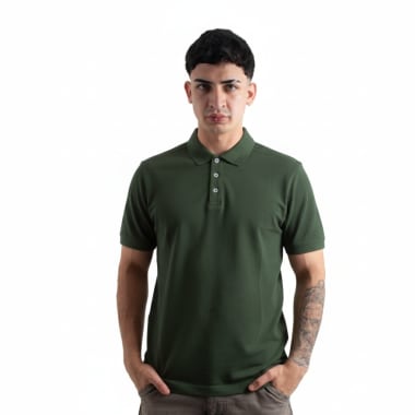 POLO CAMISERO PIQUE MANGA CORTA HOMBRE VERDE ALGOD N PIMA PIKUA