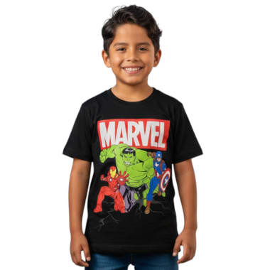 POLO BAS MC NIÑO AVENGERS NEGRO