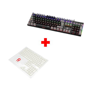 Teclado T-Dagger NAXOS Rainbow, Spanish T-TGK310-GW-SP BLACK/GREY RED SWICH + Keycaps Redragon SCARAB, Spanish A130W-SP WHITE