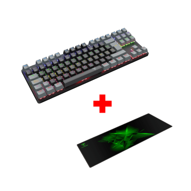 Teclado T-Dagger BORA LITE Rainbow, Spanish T-TGK313BG-LIT BLACK/GREY RED SWITCH + Mouse Pad T-Dagger GEOMETRY L T-TMP301